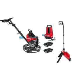 MX FUEL 24" Walk-Behind Edging Trowel w/ M18 ROCKET Dual Pack Tower Light ONE-KEY 5400 Lumens Bundle