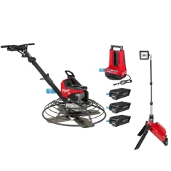 MX FUEL 36" Walk-Behind Trowel w/ M18 ROCKET Dual Pack Tower Light ONE-KEY 5400 Lumens Bundle