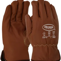 PIP Safety / BOSS AR Top Grain Goatskin Leather Drivers A4 Glove with Oil Armor Finish and Para-Aramid Lining - Fleece Lined Insulation, Brown, 2XL KS9911KP/2XL