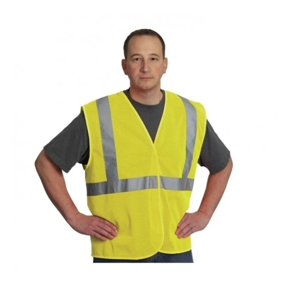 PIP Safety | West Chester Class 2 Mesh Vest, No Pockets, H&L Closure, 2" Tape, 5X 302-MVGLY-5X