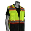 PIP Safety ANSI Type R Class 2 Two-Tone Twelve Pocket Tethering Vest with Ripstop Black Bottom Front and "D" Ring Access 302-0670T-LY/L