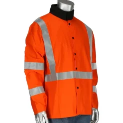 PIP Safety Hi-Vis FR Treated 100% Cotton Sateen Jacket, Hi-Vis Orange, Small 7060/S