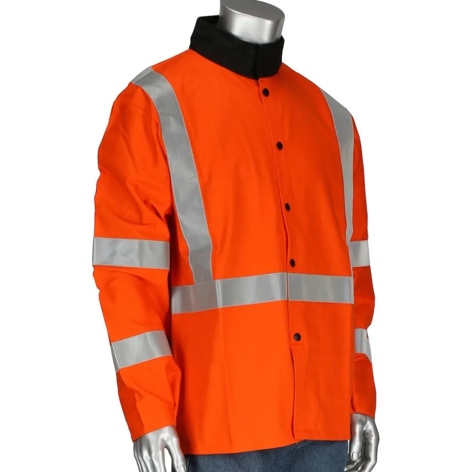 PIP Safety Hi-Vis FR Treated 100% Cotton Sateen Jacket, Hi-Vis Orange, Small 7060/S