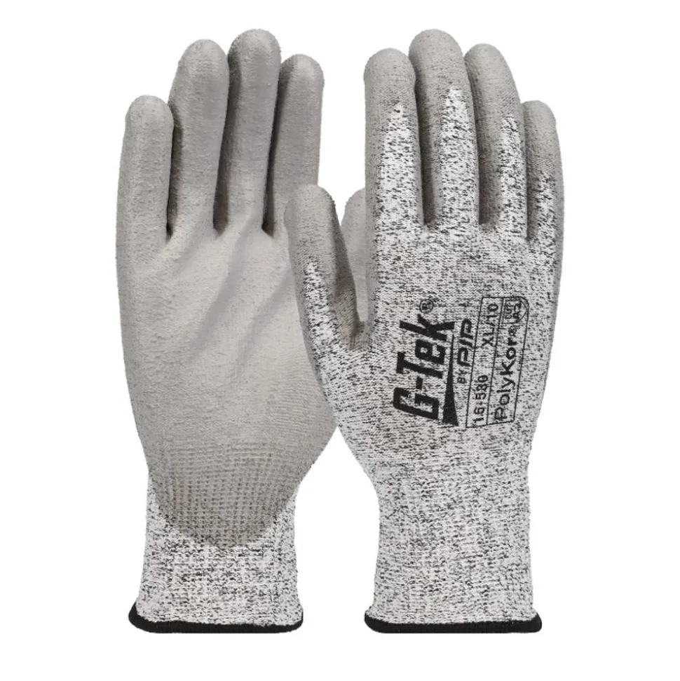 PIP Safety Seamless Knit PolyKor® Blended Glove with Polyurethane Coated Flat Grip on Palm & Fingers 16-530/XL