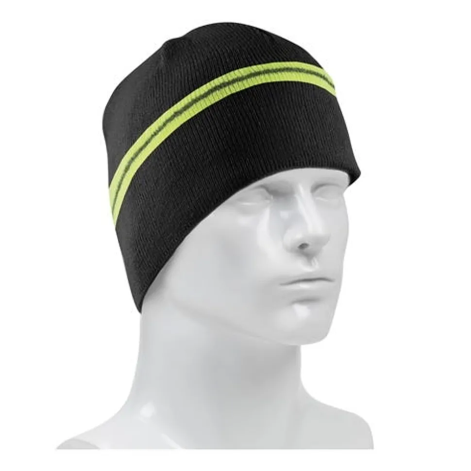 PIP Winter Beannie Cap with Reflective Stripe 360-BEANNIEBK
