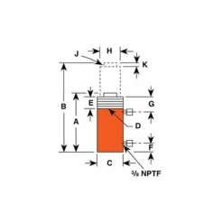 Power Team 300 Ton Hydraulic 6" Double Acting Cylinder RD3006
