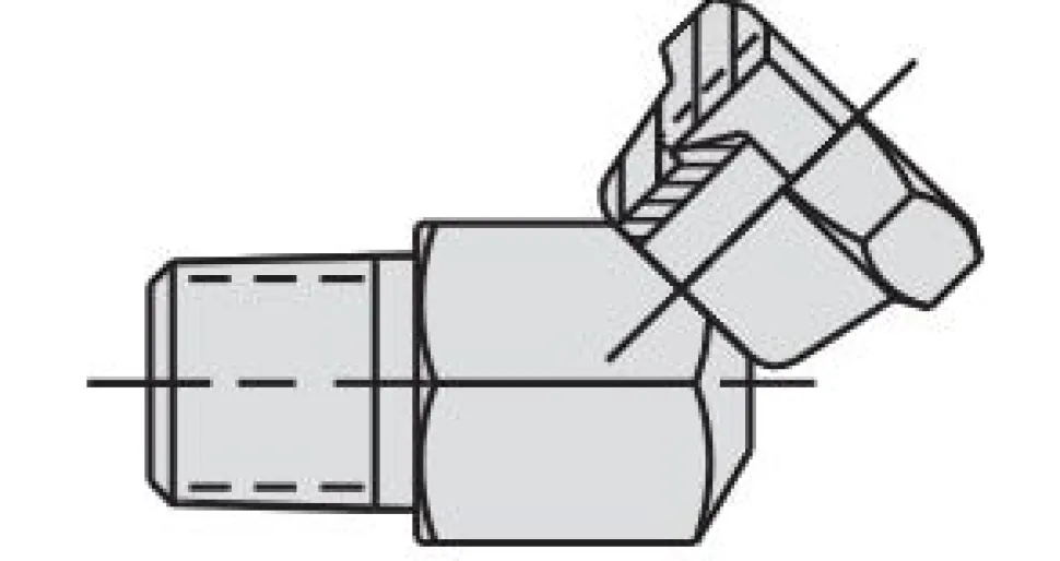 Power Team SPX 45 Degree Swivel Connector Hydraulic 3/8” NPTF male 3/8” NPSM female 9677