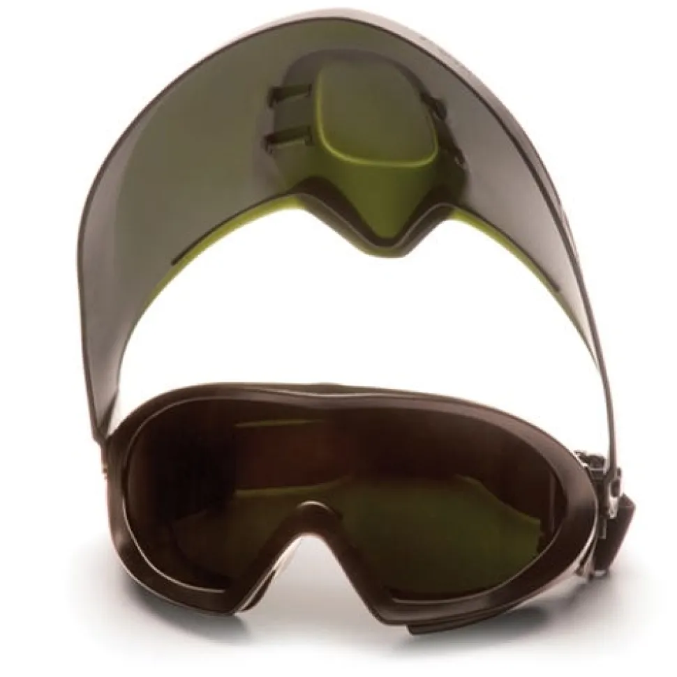 Pyramex Capstone Green Tinted Face shield with IR5 H2X Anti-Fog Lens Goggle GG504TSHIELDIR5