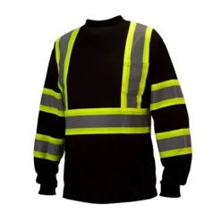 Pyramex Reflective Long Sleeve T-Shirt Black High-Viz Class 1