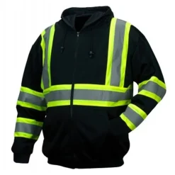 Pyramex Reflective Zipper Sweatshirt Black High-Viz Class 1
