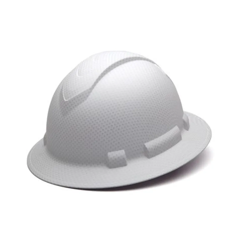 Pyramex Ridgeline Full Brim Hard Hat Matte White Graphite Ratchet HP54116
