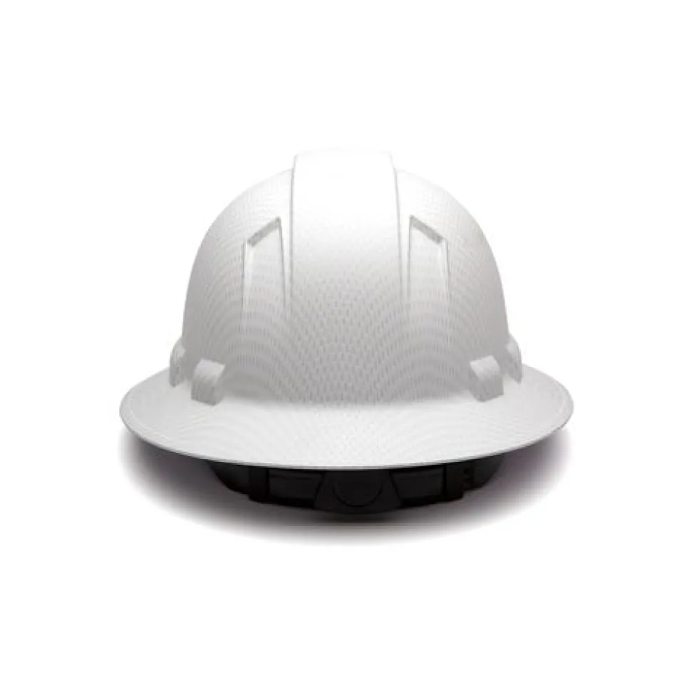 Pyramex Ridgeline Full Brim Hard Hat Matte White Graphite Ratchet HP54116