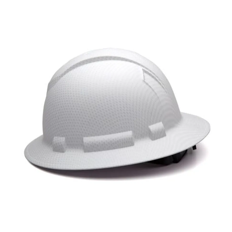 Pyramex Ridgeline Full Brim Hard Hat Matte White Graphite Ratchet HP54116
