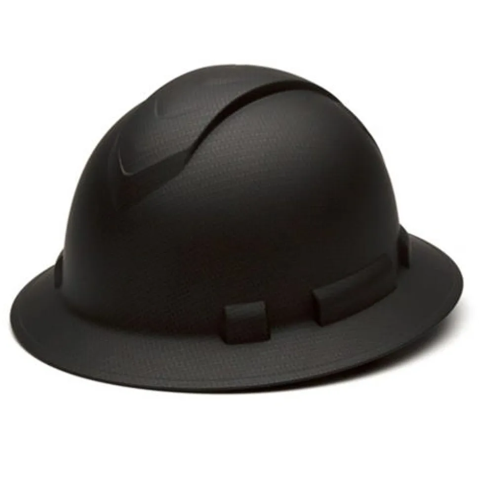 Pyramex Ridgeline Full Brim Hard Hat Matte Black Graphite Ratchet HP54117