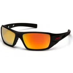 Pyramex Velar Safety Glasses w/ Orange Mirror Lens Black and Red Frame SBRF10445D