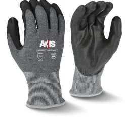 Radians Axis Gloves ANSI Cut Level A4 13 Gauge Gray HPPE with Black PU Palm, Large RWG560L