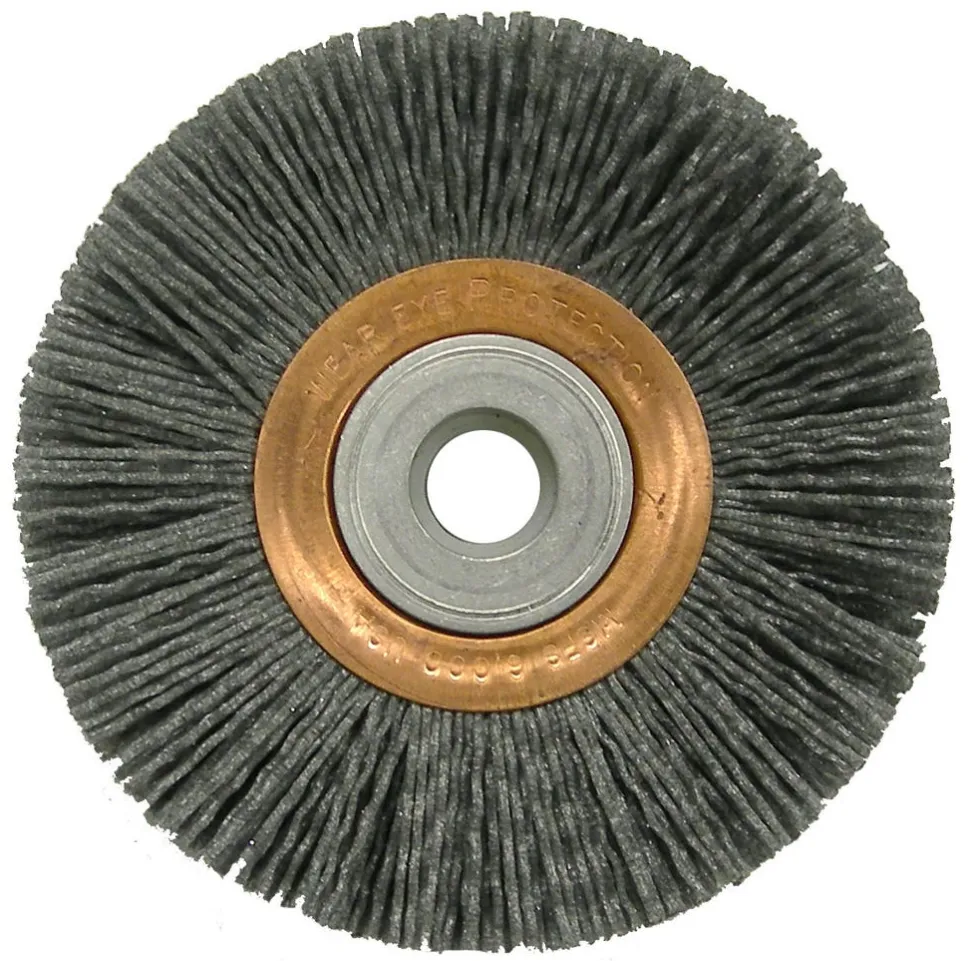 RIDGID Tools 4" Heavy-Duty Narrow Face Nylox Wheel, .040/120SC Crimped Fill, 5/8"-1/2" Arbor Hole 31275