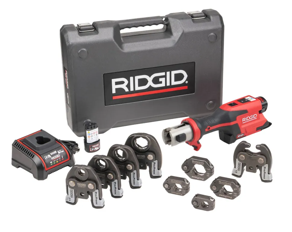 RIDGID Tools RP 251 Press Tool Battery Kit with ProPress Rings & Jaws (1/2"-1-1/4") and C1 Actuator 78208