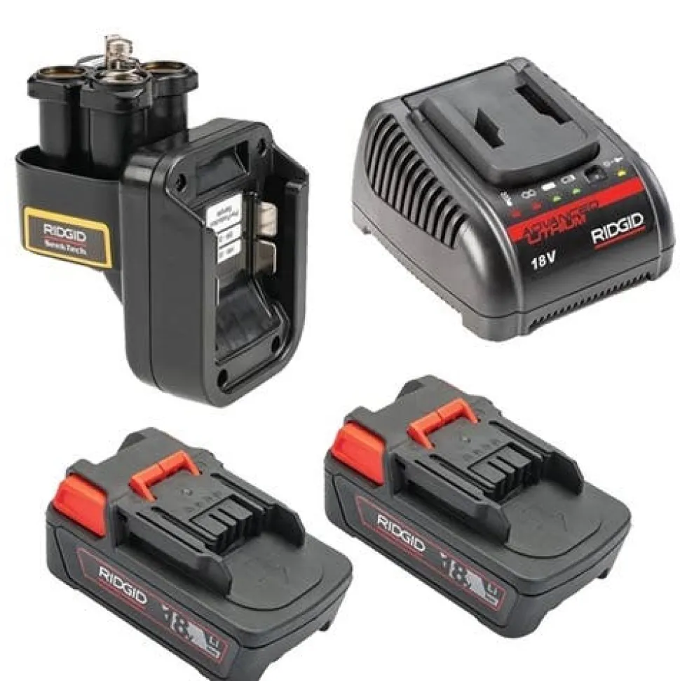 Ridgid 18V SeekTech Locator Adaptor (2) 2.5 AH Batteries & Charger Kit 66518