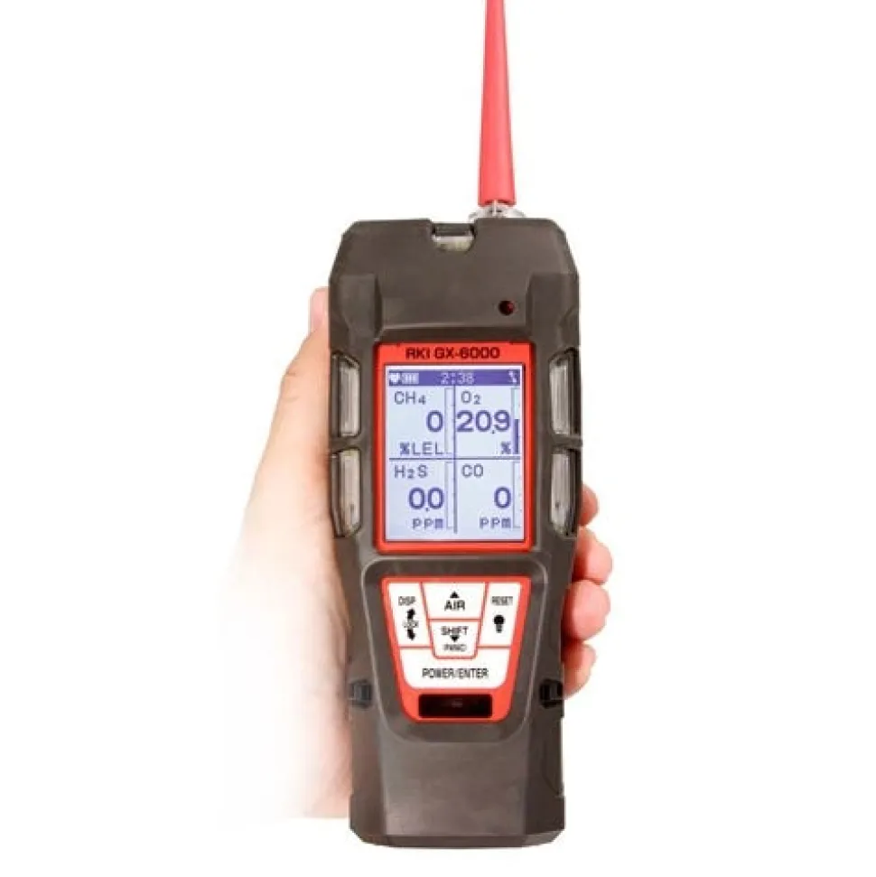 RKI Instruments GX-6000 for LEL / O2 / H2S / CO / VOC's (0 - 6;000 ppm PID) w/ Li-Ion battery pack & 115 VAC charger 72-6ABX-C