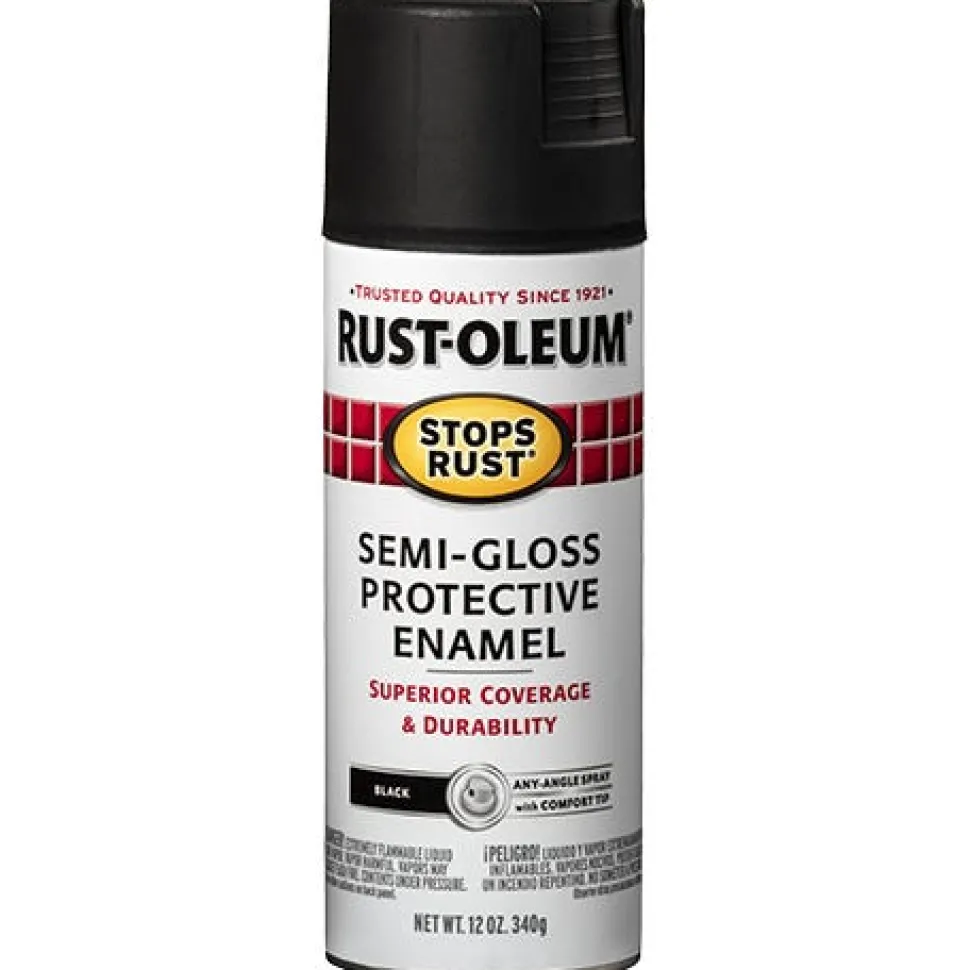Rust-Oleum Stops Rust Spray Paint and Rust Prevention - Protective Enamel Spray Paint - 12 oz. Spray - Semi-Gloss Black 7798830
