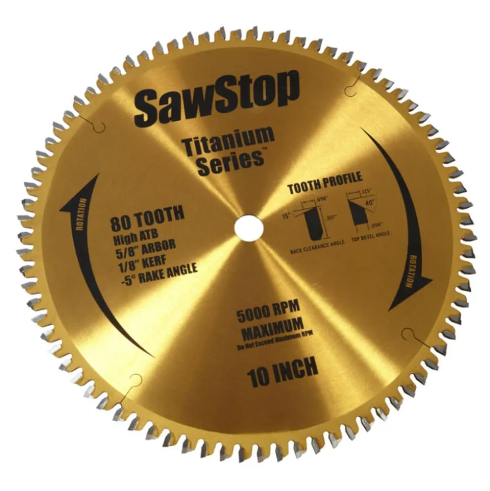 SawStop Table Saws SawStop 10" 80-Tooth Titanium Series Woodworking Table Saw Blade BTS-P-80HATB BTS-P-80HATB