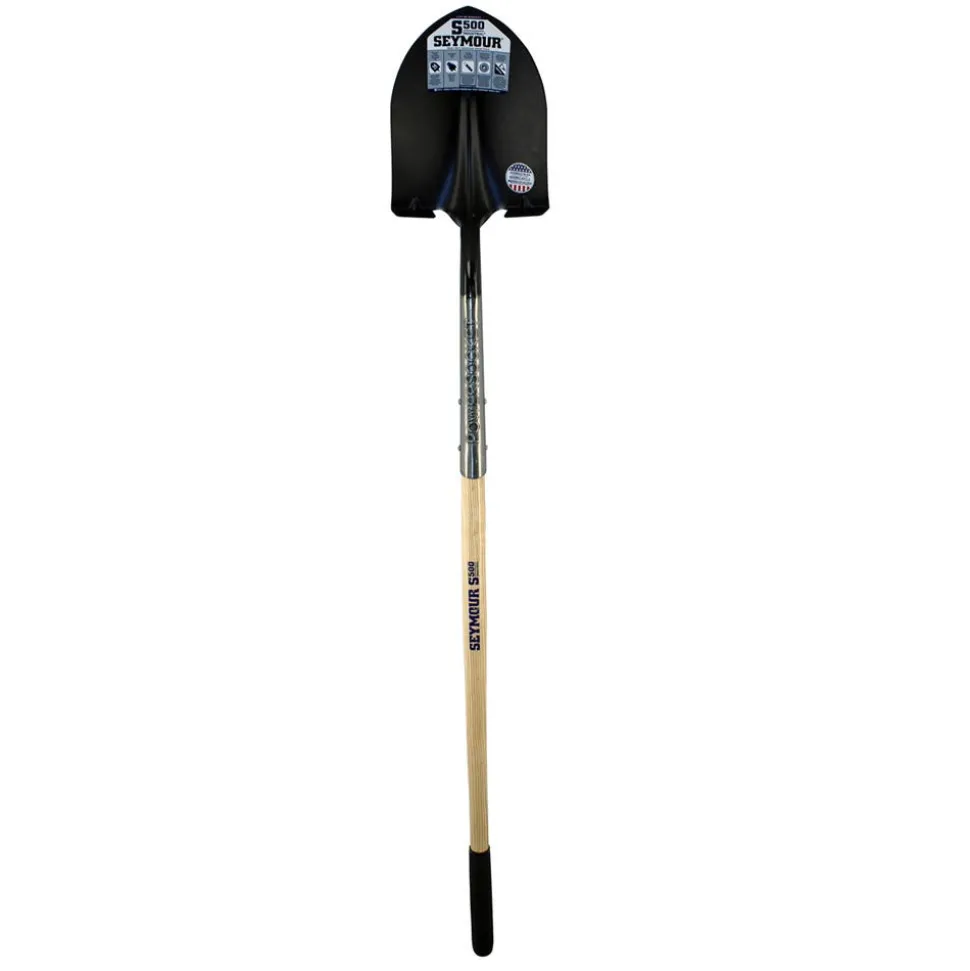 Seymour Outdoor Tools Round Point Shovel, Forward Turned Boot Step, 48" Precision Lathe Turned Hardwood Handle 45010