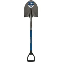 Seymour Round Point Shovel S500 Industrial 16 Gauge 26" Fiberglass Handle Poly-D Grip 49451