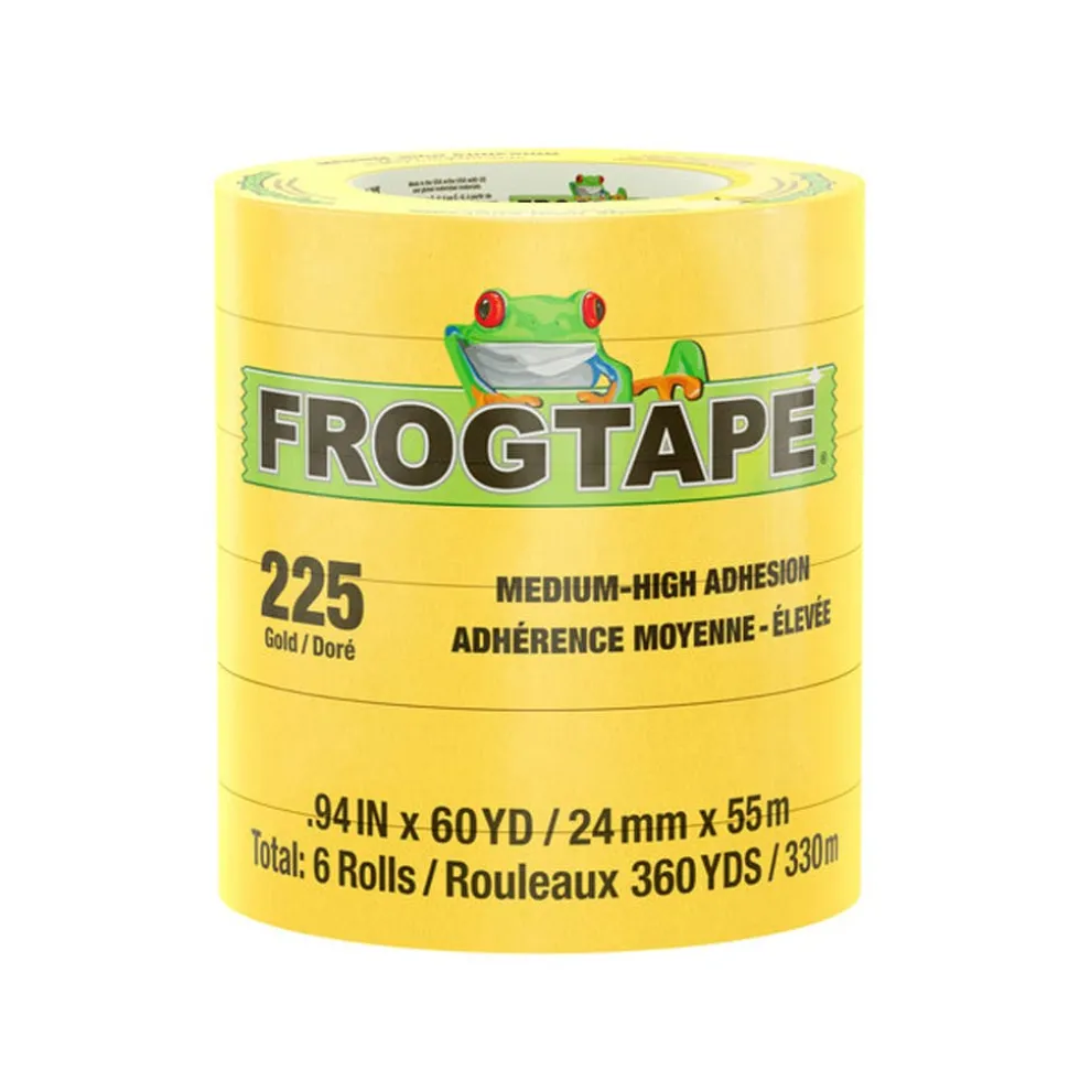 Shurtape 225 FrogTape Gold 6-Pack Medium-High Adhesion Masking Tape 2" x 180' 105320