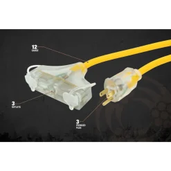 Southwire Cold Weather 3 Outlet Extension Cord 12/3 25ft SOU3487SW0002