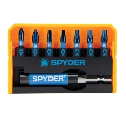 Spyder 8-Piece 1" Impact Driver Bit Kit (PH1, PH2, SQ1, SQ2, T20, T25x2 and 3" Bit HOlder) 19027