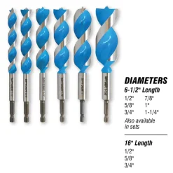Spyder 6-Piece Assorted Woodboring Power Bit Set (1/2, 5/8, 3/4, 7/8, 1, 1-1/4