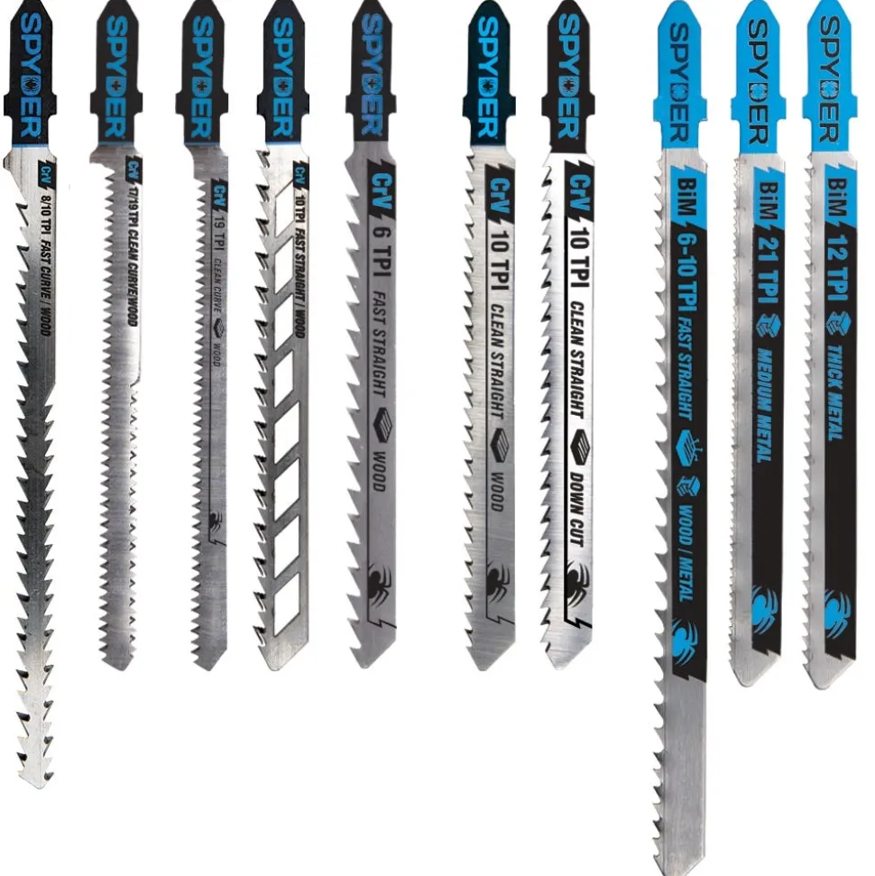 Spyder 10-Piece T-Shank Metal And Wood Cutting Jigsaw Blade Set 300090