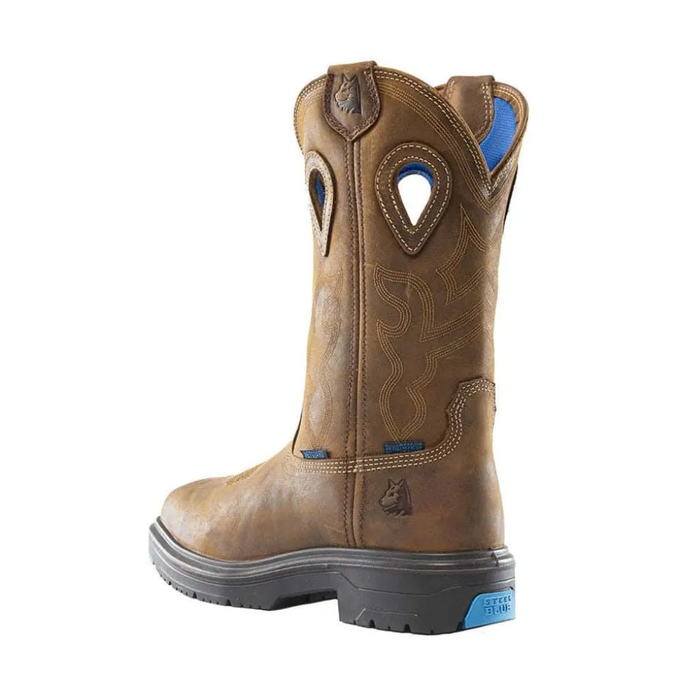 Steel Blue Work Boots Men's Blue Heeler Met Steel Toe Boots - Brown 813904-BRN