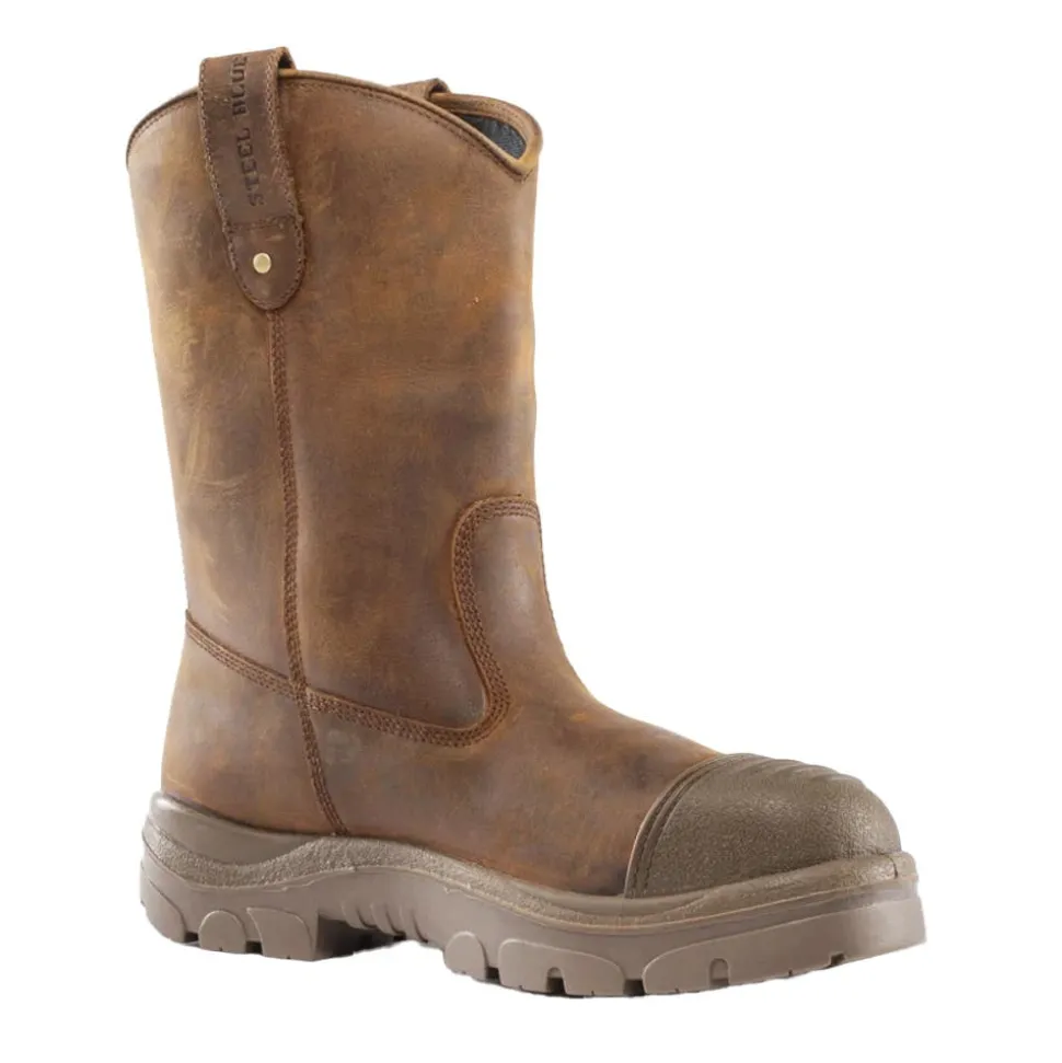 Steel Blue Work Boots Men's Heeler Scuff Steel Toe Boots - Brown 812965-BRN