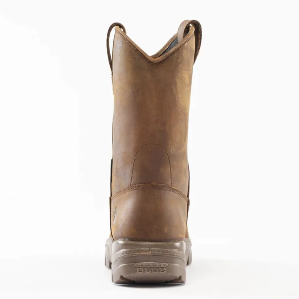 Steel Blue Work Boots Men's Heeler Scuff Steel Toe Boots - Brown 812965-BRN