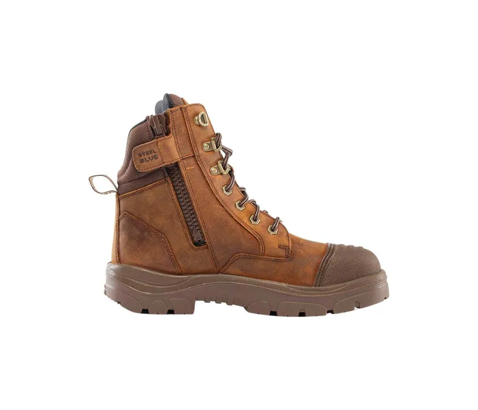 Steel Blue Work Boots Men's Southern Cross Zip Steel Toe Boots - Brown 812969-BRN