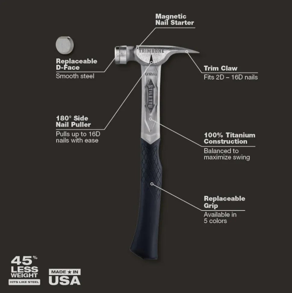 Stiletto TRIMBONE 10oz Smooth/Curve Titanium Hammer TRMB