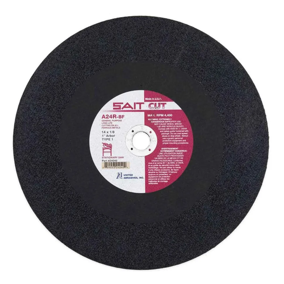 United Abrasives Sait 12" x 1/8" x 1" A24R - Long Life Stationary Saw Cut-Off Wheels, Type 1, 5,100 Max RPM 24020