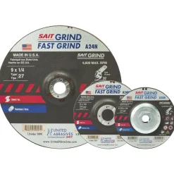 United Abrasives Sait A24N Fast Grinding Wheel 4 1/2" x 1/4" x 5/8-11" (Type 27/Depressed Center) with Super-Lockâ„¢ Hub, 10 Pack 20160