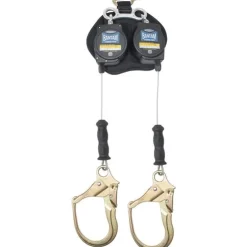 Werner Bantam Twinleg 8' Cable Leading Edge Self-Retracting Galvanized Steel Lifeline w/ Steel Form Hook R413008LE-SR