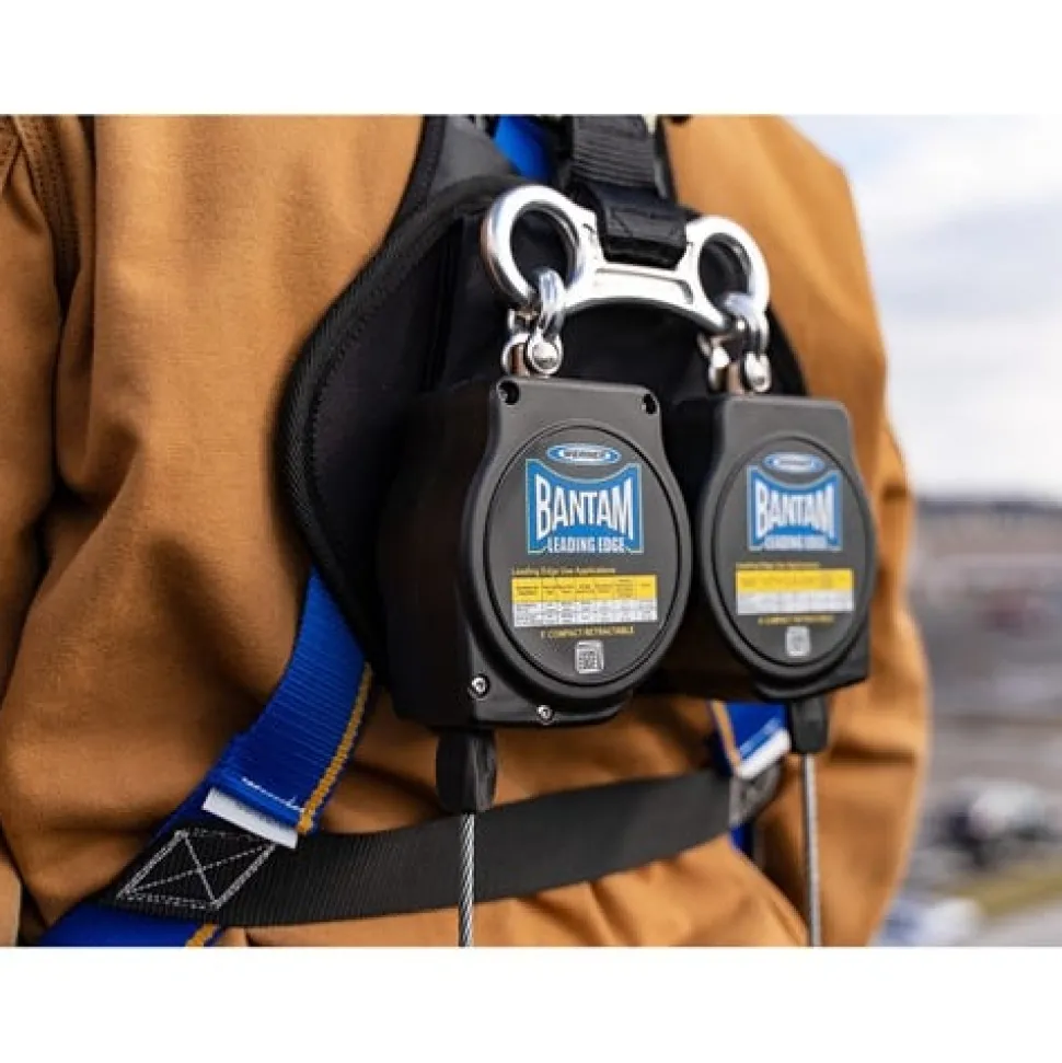 Werner Bantam Twinleg 8' Cable Leading Edge Self-Retracting Galvanized Steel Lifeline w/ Steel Form Hook R413008LE-SR