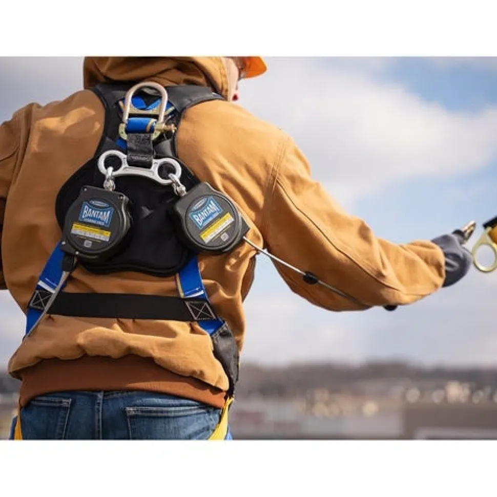 Werner Bantam Twinleg 8' Cable Leading Edge Self-Retracting Galvanized Steel Lifeline w/ Steel Form Hook R413008LE-SR