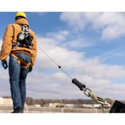 Werner Bantam Twinleg 8' Cable Leading Edge Self-Retracting Galvanized Steel Lifeline w/ Steel Form Hook R413008LE-SR