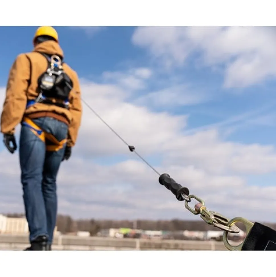 Werner Bantam Twinleg 8' Cable Leading Edge Self-Retracting Galvanized Steel Lifeline w/ Steel Form Hook R413008LE-SR